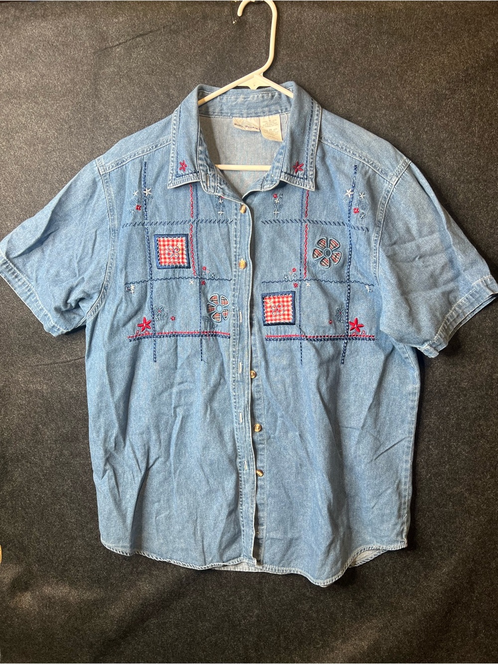 Vintage Bobbie Brooks Denim Shirt 90s Floral Spring/Summer Style Women’s Size XL